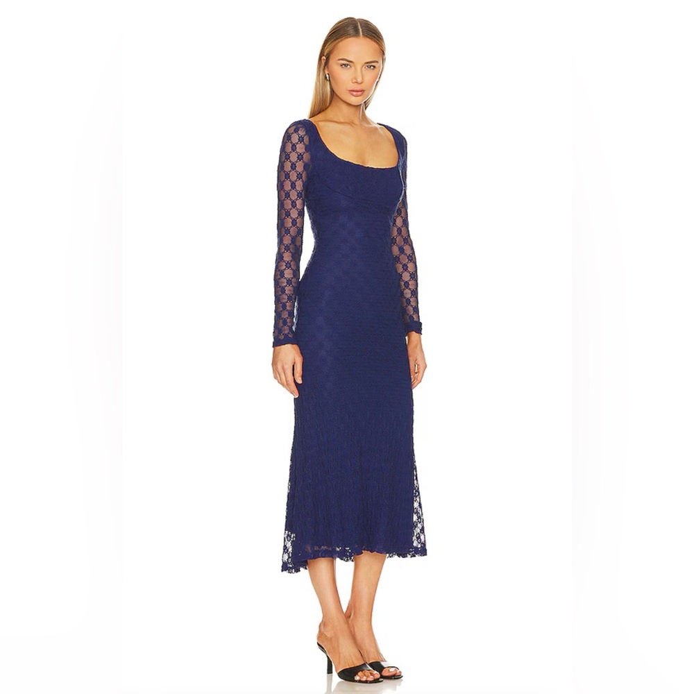 Revolve Bardot Adoni Dress - Navy Blue Lace